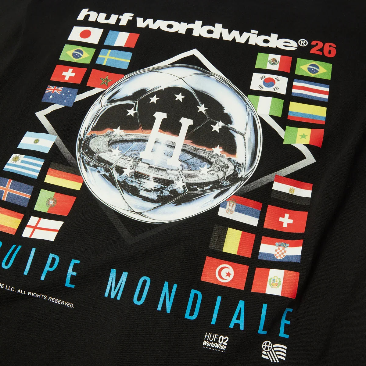 HUF 'Equipe Mondiale' Tee - Black-4