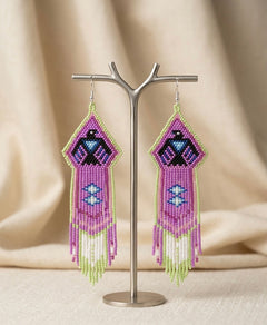 Beaded thunderbird earrings ( Purple )-2