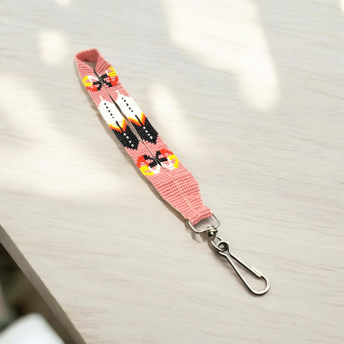 Light Red Native American Style Wrist Lanyard-1