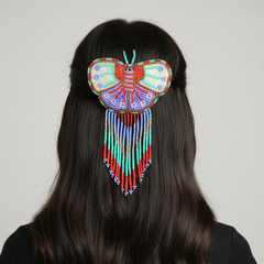 Butterfly Beaded Barrettes with Fringes White& Purple-1