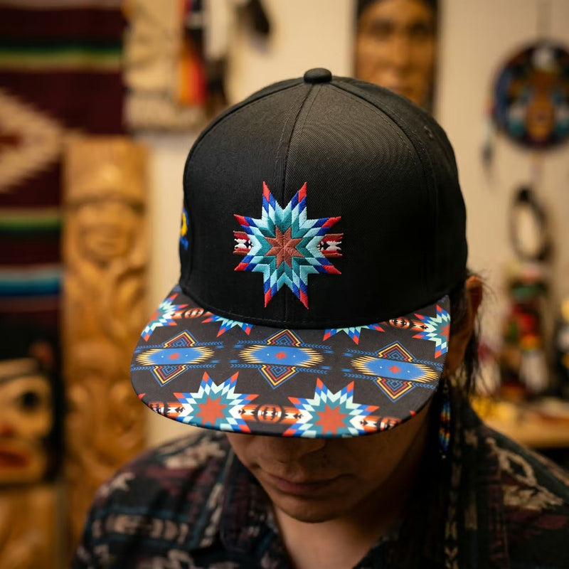 Native embroidery star Hat black-1