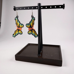 Peach Butterfly Beaded Earrings-2