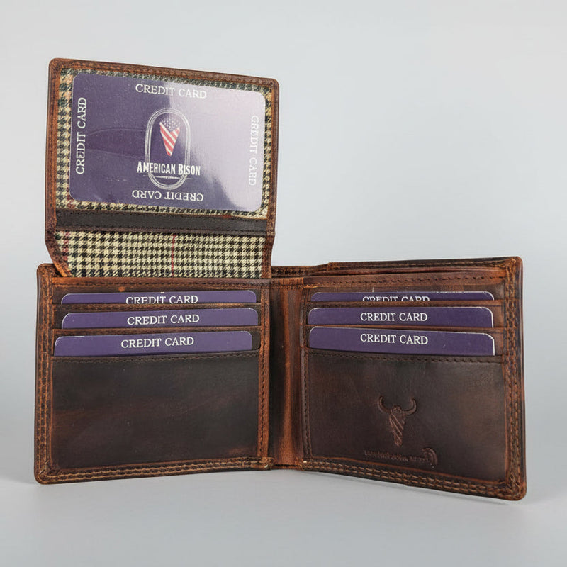 Men’s Genuine Cow Leather Bifold Wallet. Embossed Deer Design with RFID Protection-4