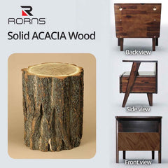 Rum Solid Wood Nightstand-15