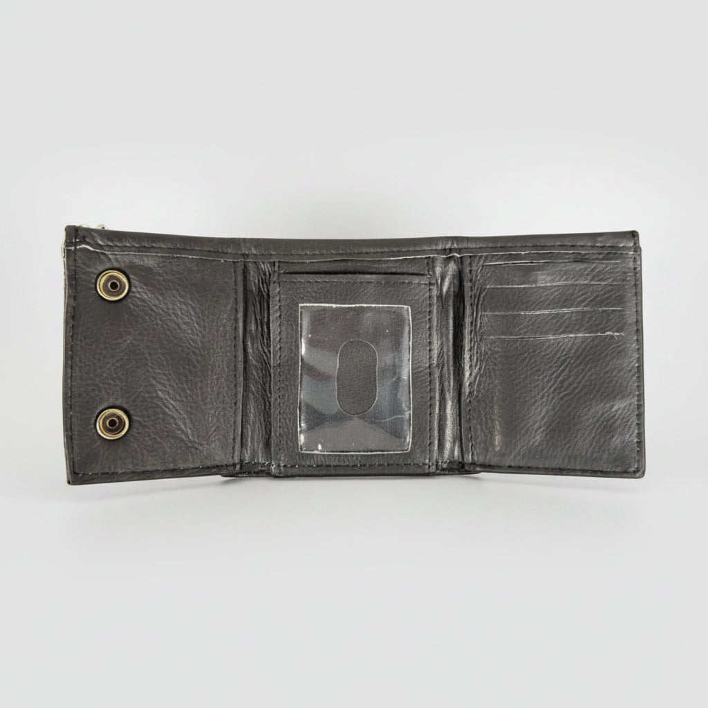 Men’s Black Leather Trifold Chain Wallet-3