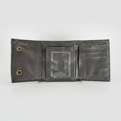 Men’s Black Leather Trifold Chain Wallet-3