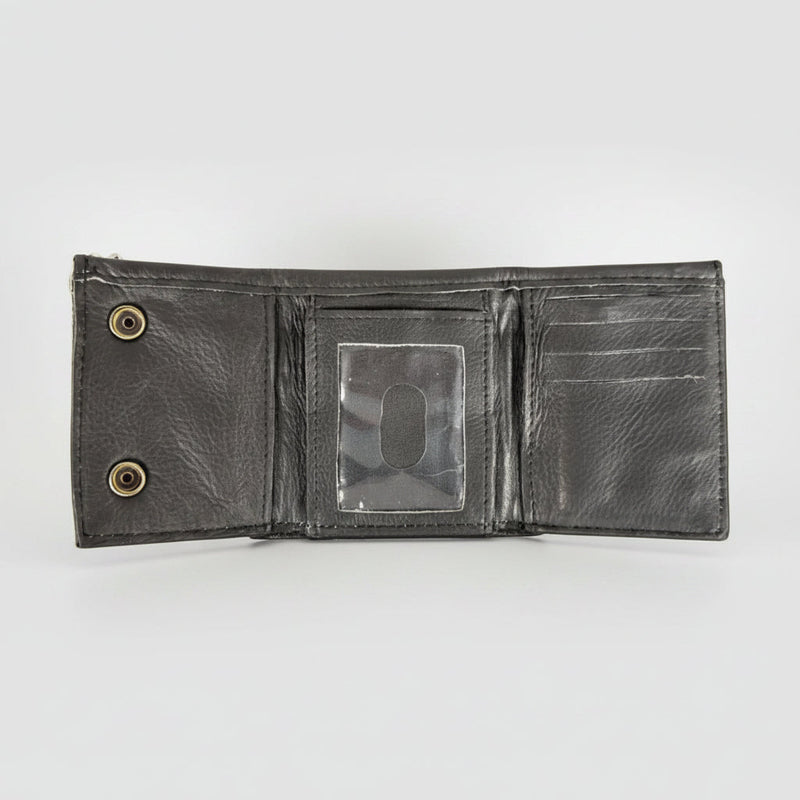 Men’s Black Leather Trifold Chain Wallet-3
