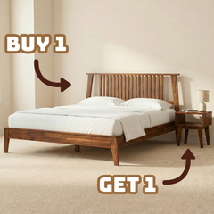 [Compre 1 y Reciba 1] Marco de Cama y Mesita de Noche de Madera Maciza Kaylin-10