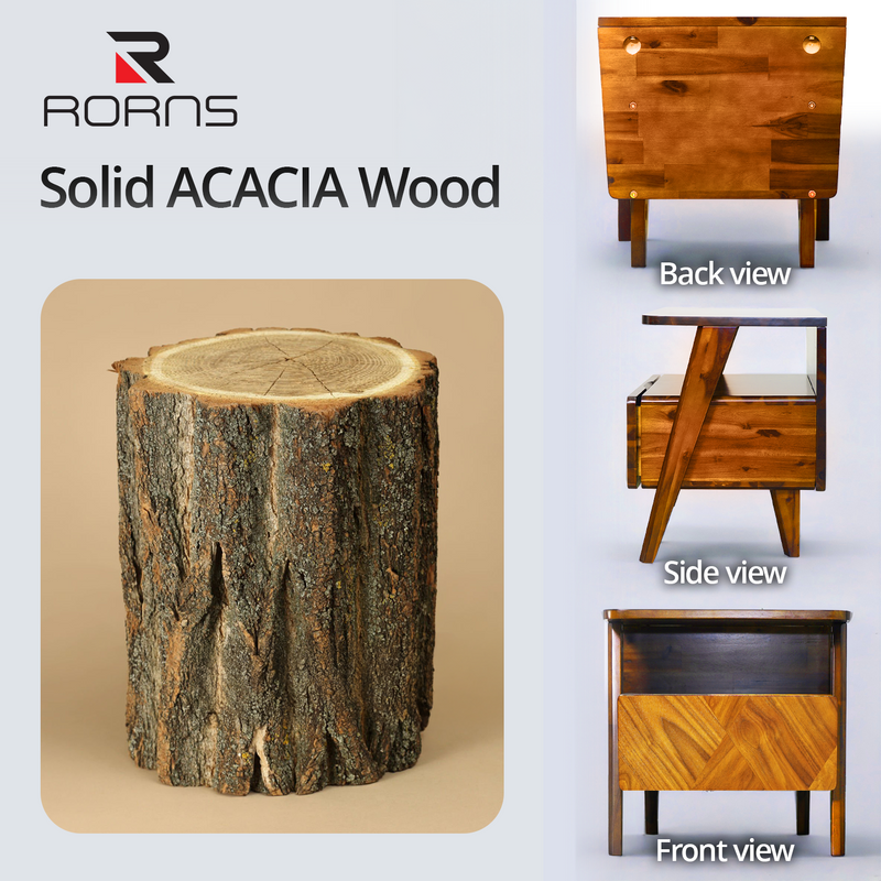 Rum Solid Wood Nightstand-7