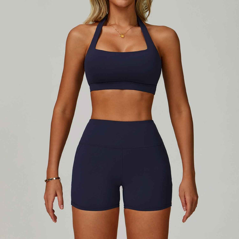 Women’s Backless Halter Yoga Workout Set – Tight-Fit Quick-Dry Activewear-5