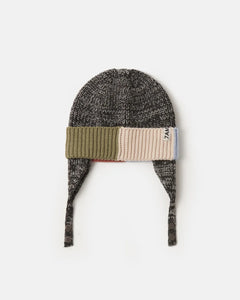 Chunky Beanie Ear Flap| Black Melange Multicolor | 7am-1