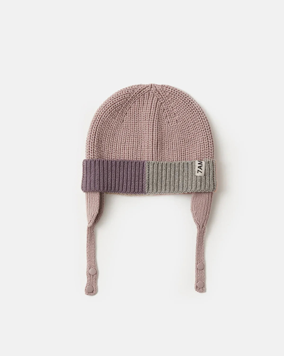 Chunky Beanie Ear Flap| Ash Rose Multicolor | 7am-1