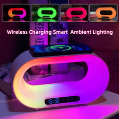 Multi-function 3 In 1 LED Night Light APP Control RGB Atmosphere Desk Lamp Smart Multifunctional Wireless Charger Alarm Clock-1