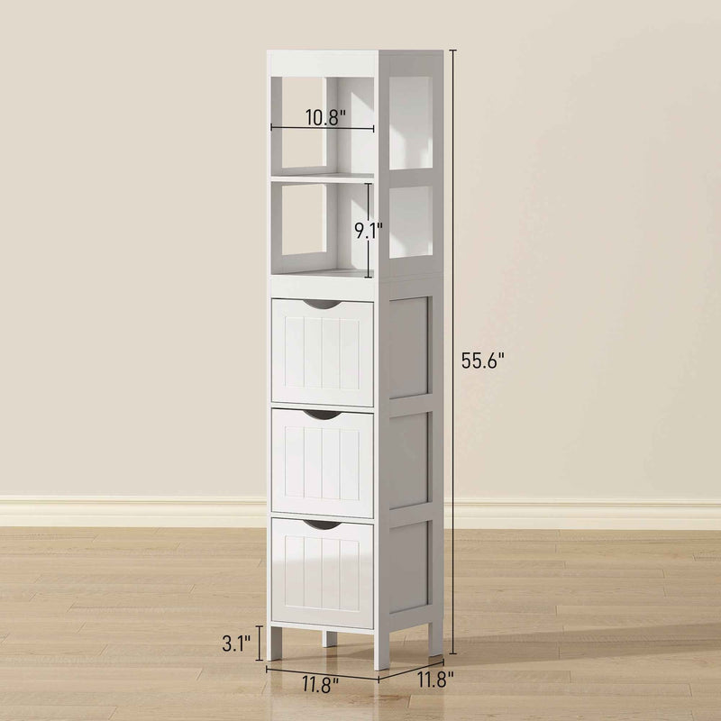 Slim Bathroom Cabinet with 3 Drawers & 2 Shelves-2