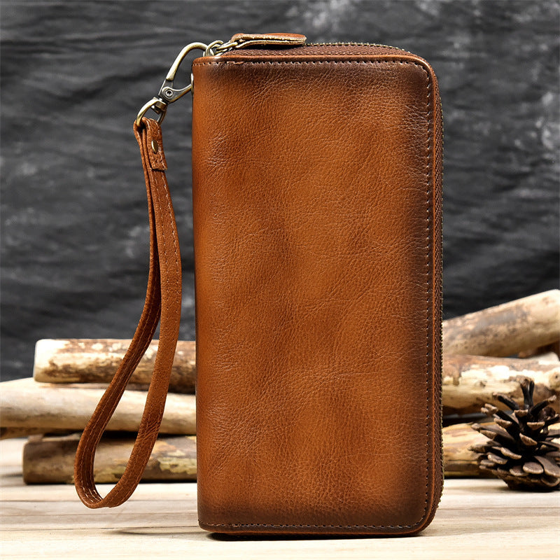 Men Genuine Leather Embossed Long Wallet Vintage Business Clutch-10