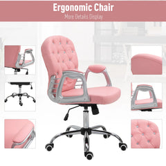 Pink Office Chair – Adjustable Height Computer Desk Chair with Tufted Back (United States & Canada Delivery Only)-6