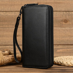 Men Genuine Leather Embossed Long Wallet Vintage Business Clutch-1