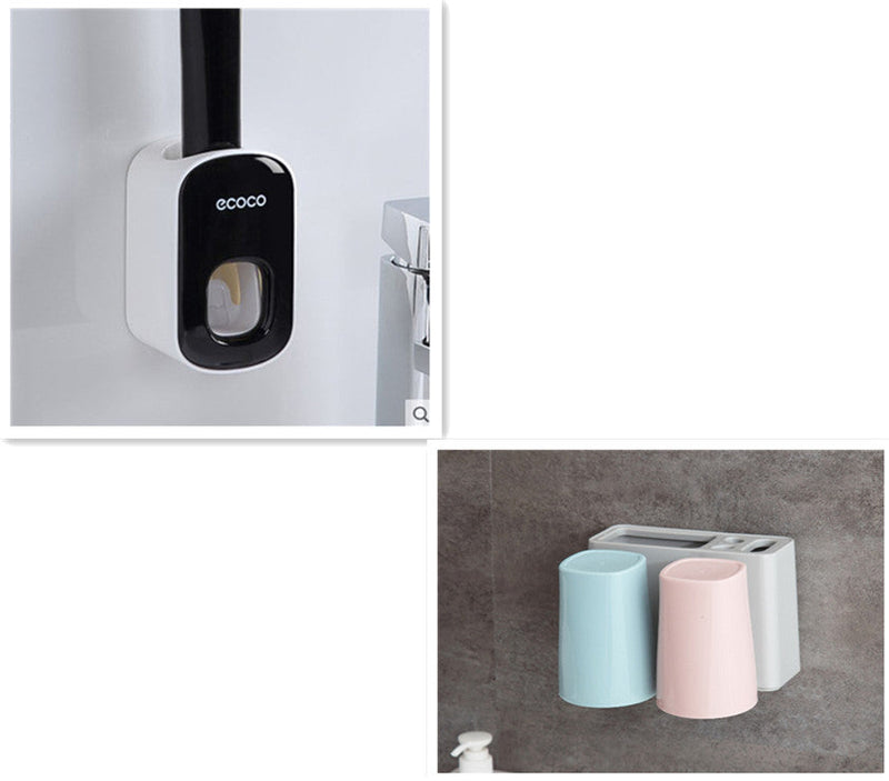 Wall Mounted Automatic Toothpaste Holder Bathroom Accessories Set Dispenser-4