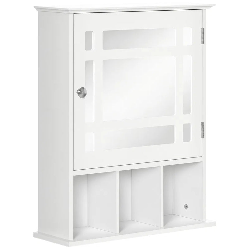 White Bathroom Mirror Cabinet – Wall-Mounted Medicine Cabinet with 3-Shelf Organizer (United States & Canada Delivery Only)-7
