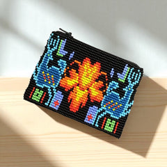 Flower and Moose Beaded coin purse-2