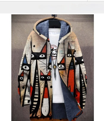 Men's Zipper Hooded Cardigan Cotton-padded Jacket-15