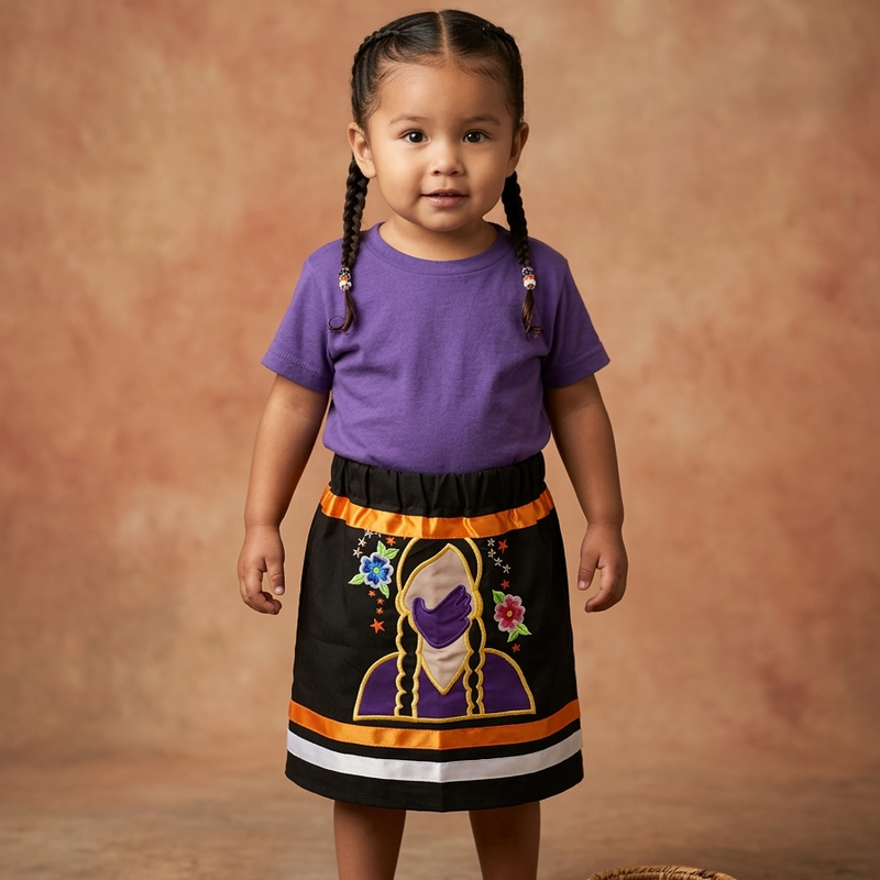 Infants Embroidered Black Ribbon Skirt-1