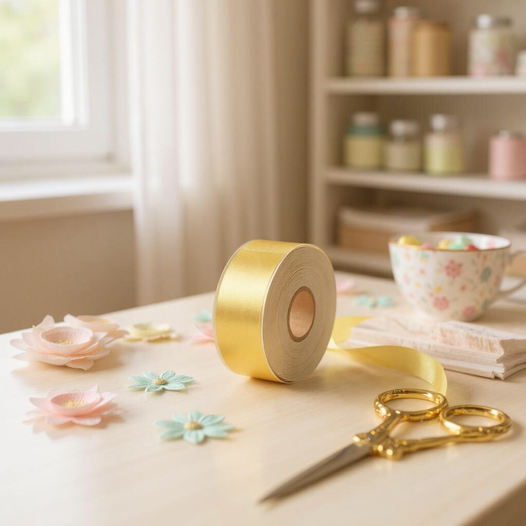 Satin Ribbon Double Face-Yellow Golden #660-3.8 cm Wide-1