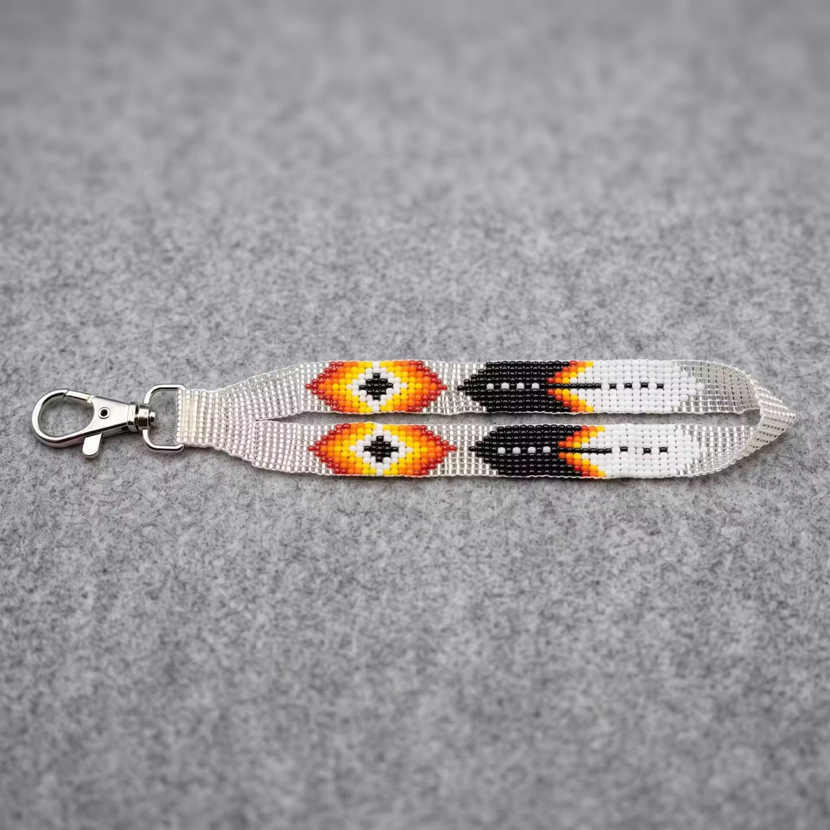 White Native American Style Wrist Lanyard