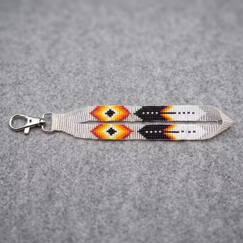 White Native American Style Wrist Lanyard-2