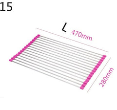 Folding Kitchen Drain Sink Rack Stainless Steel-21