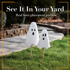 Mud Pie Halloween Metal Ghost Yard Signs, 24", 20"-8