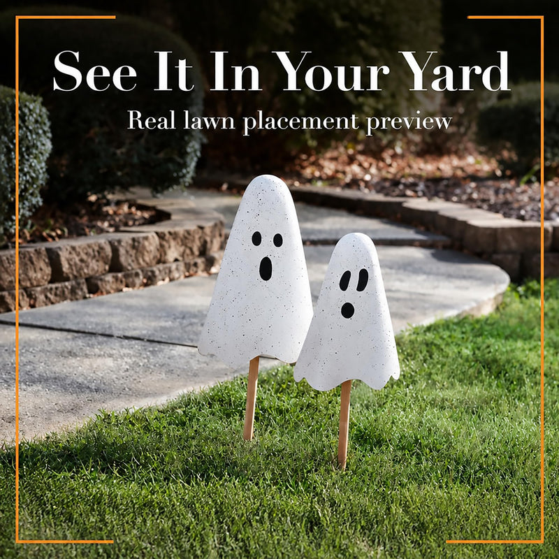 Mud Pie Halloween Metal Ghost Yard Signs, 24", 20"-8
