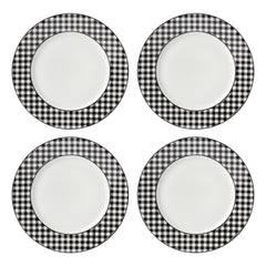 Lenox Gingham Black Halloween Porcelain Dinner Plate Set for 4-1