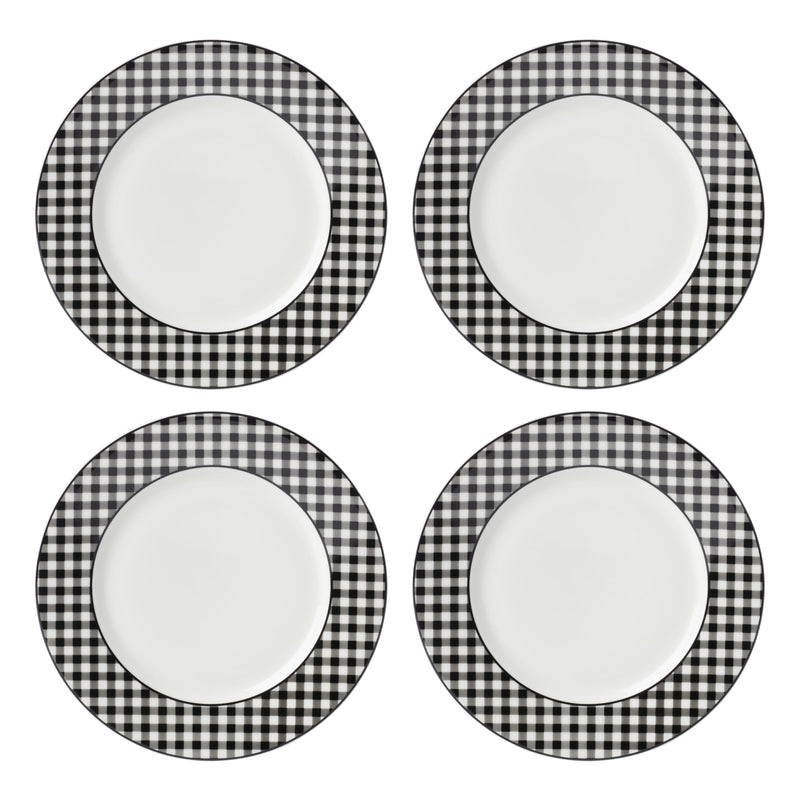 Lenox Gingham Black Halloween Porcelain Dinner Plate Set for 4-1