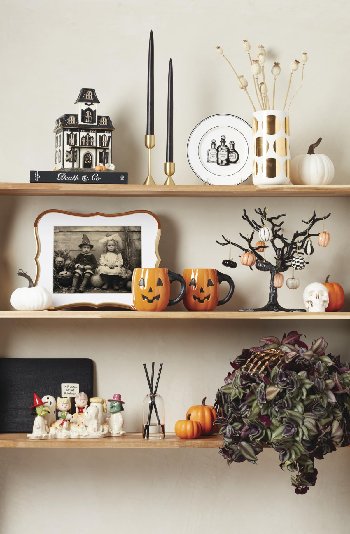 Lenox Matte Black Metal Halloween Mini Ornament Tree-5