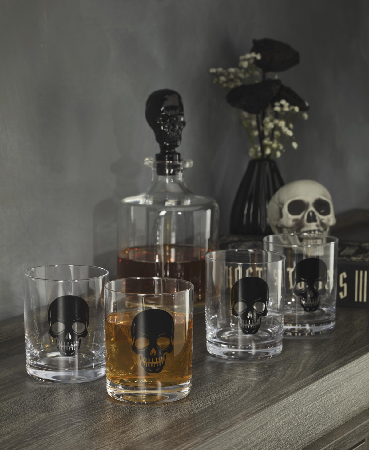 Oneida Vintro Halloween Skeleton 5-Piece Whiskey Glass Set-4