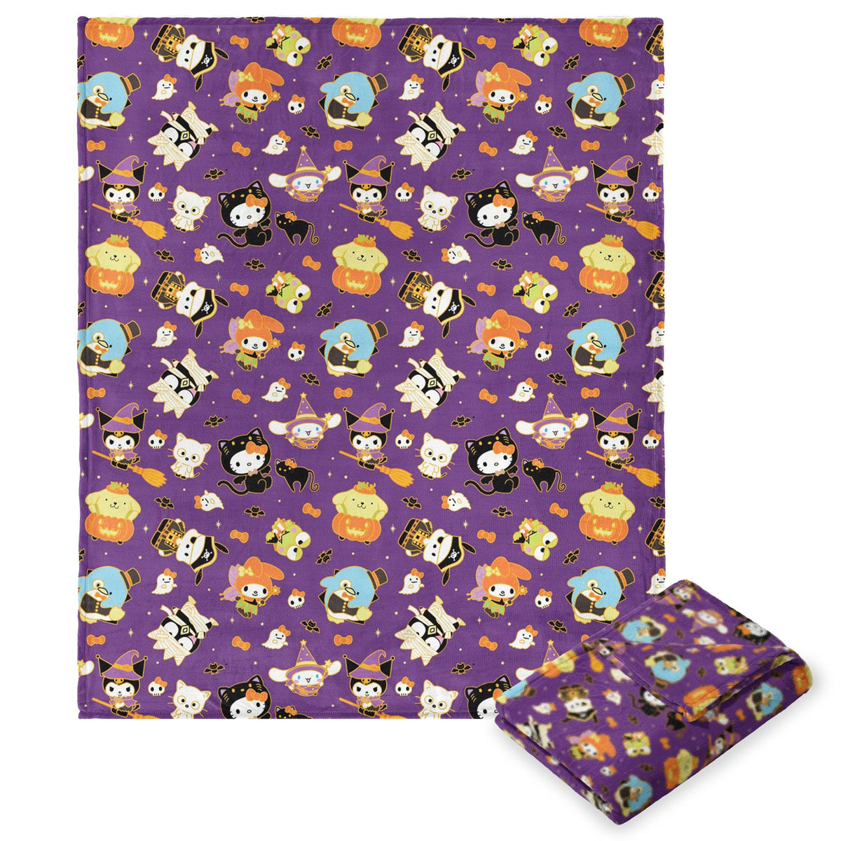 Northwest Hello Kitty Silk Touch Throw Blanket, 50" x 70", Halloween Gold-1
