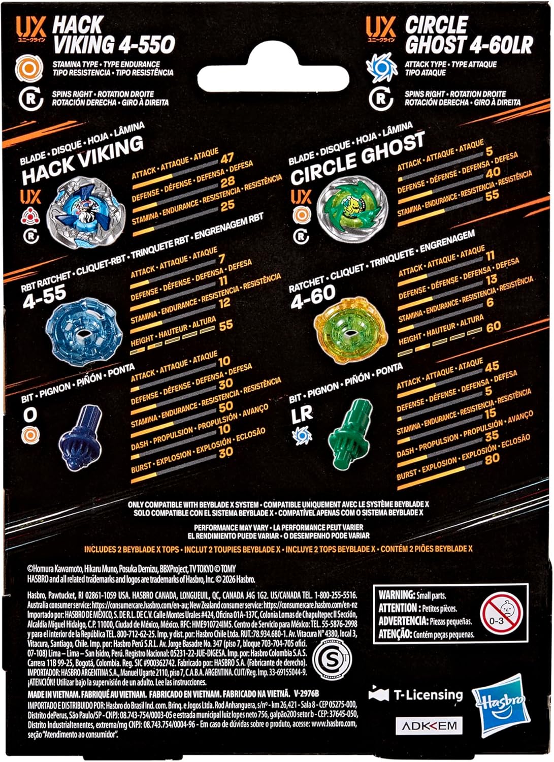 (Hasbro) Beyblade X - Circle Ghost 4-60LR & Hack Viking 4-55O Dual Pack-2