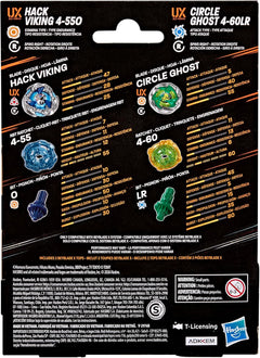 (Hasbro) Beyblade X - Circle Ghost 4-60LR & Hack Viking 4-55O Dual Pack-2