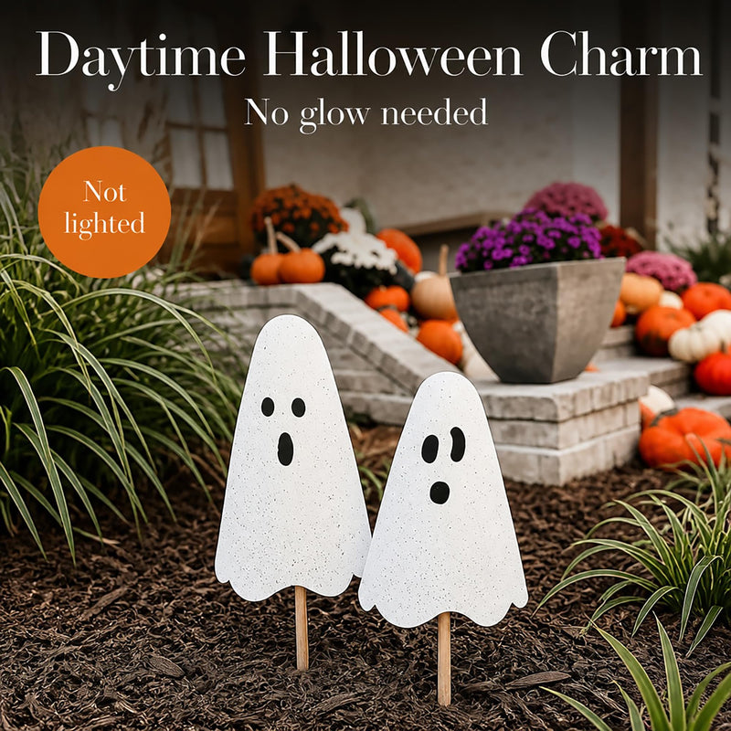 Mud Pie Halloween Metal Ghost Yard Signs, 24", 20"-6