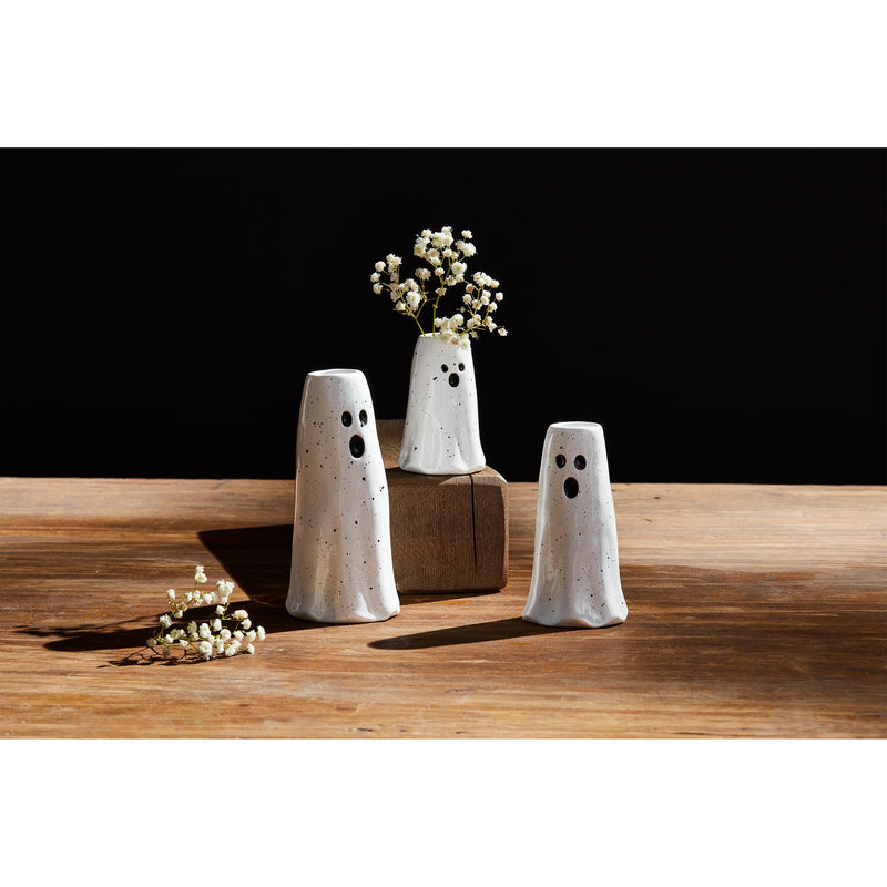 Mud Pie Ghost Vase, Medium Halloween Flower Vase for Fall Home Decor-2