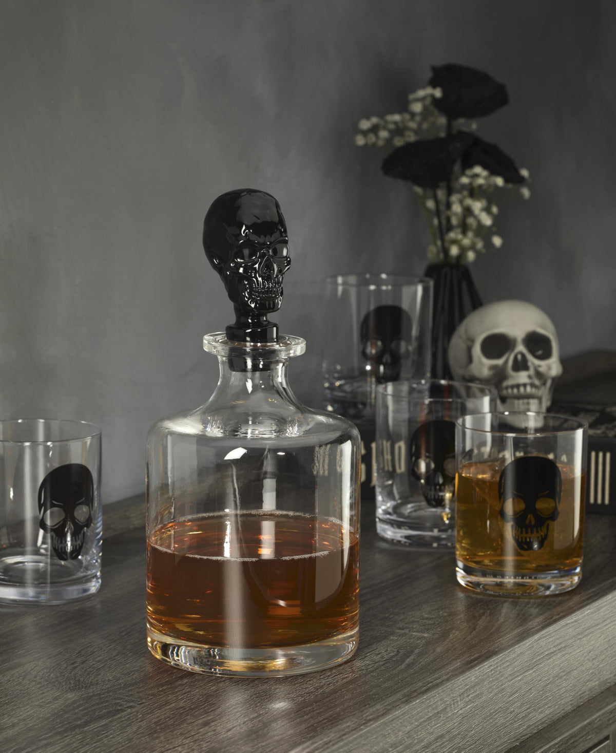 Oneida Vintro Halloween Skeleton 5-Piece Whiskey Glass Set-3