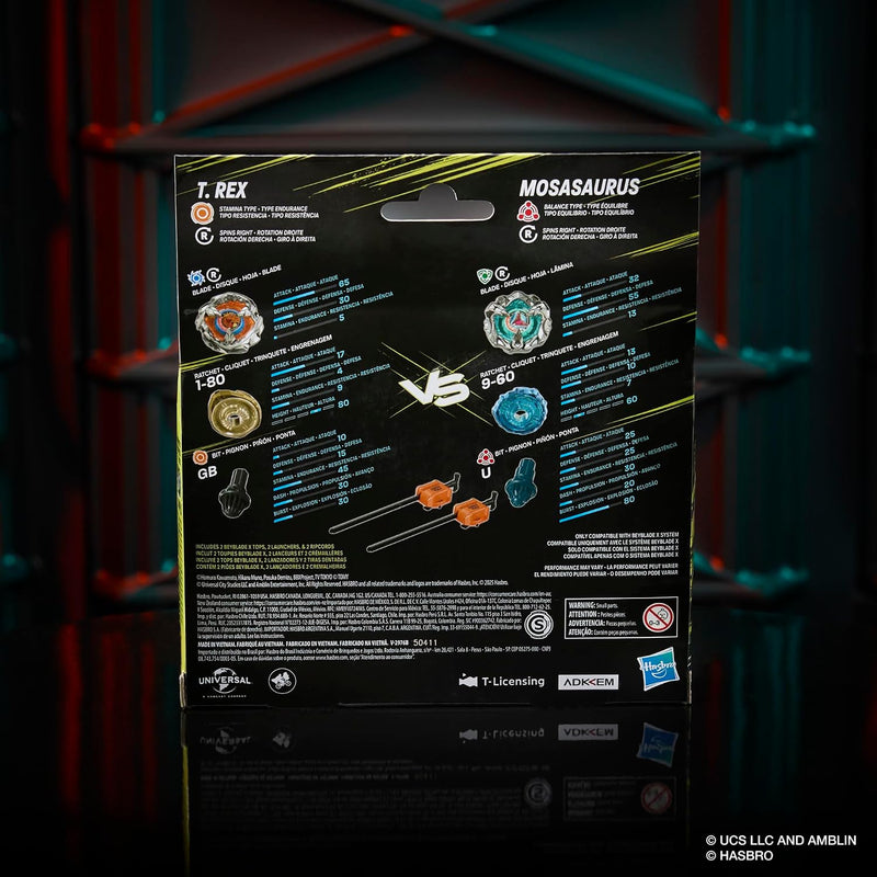 (Hasbro) Beyblade X - Jurassic World T. Rex vs. Mosasaurus Multipack-2