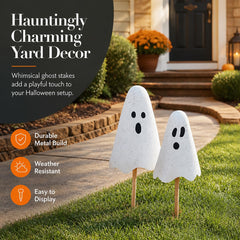 Mud Pie Halloween Metal Ghost Yard Signs, 24", 20"-3