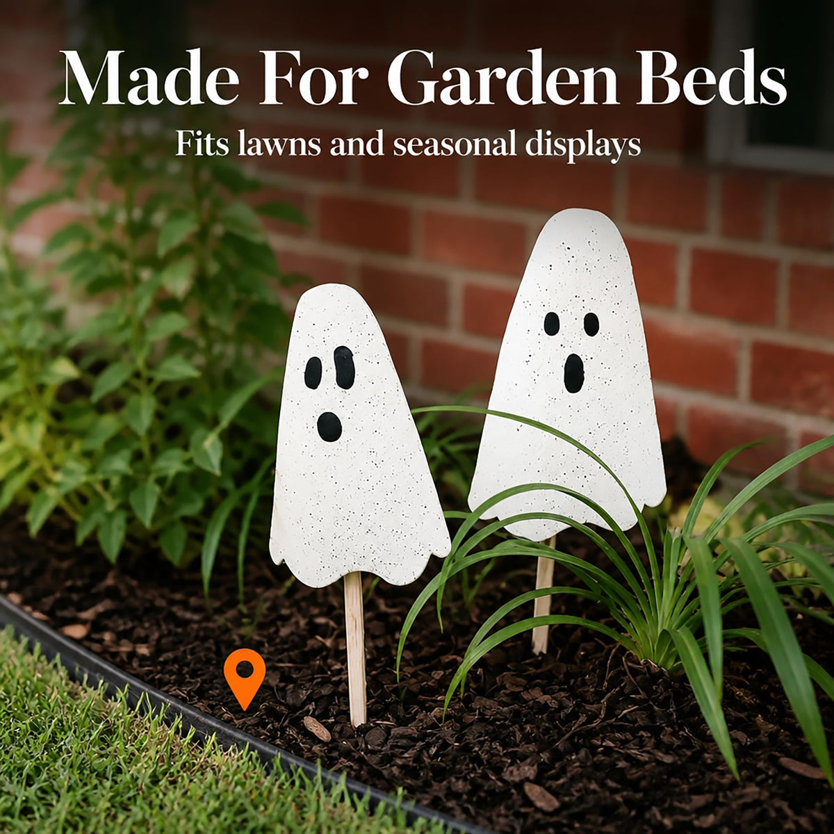 Mud Pie Halloween Metal Ghost Yard Signs, 24", 20"-5