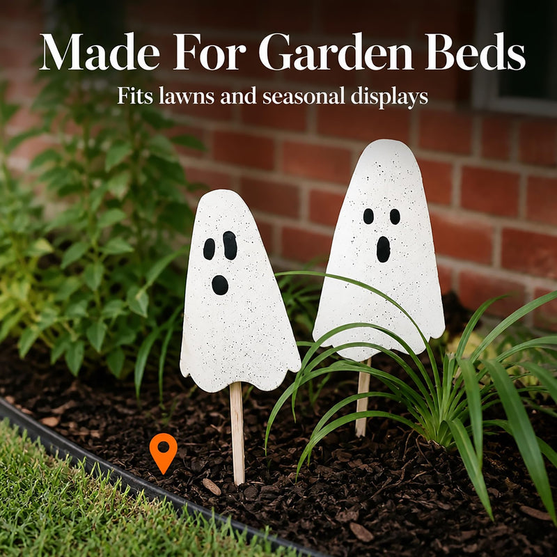 Mud Pie Halloween Metal Ghost Yard Signs, 24", 20"-5