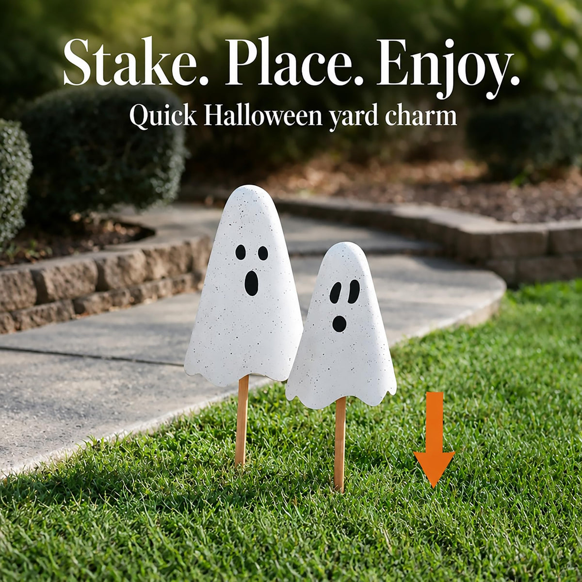 Mud Pie Halloween Metal Ghost Yard Signs, 24", 20"-7