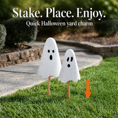 Mud Pie Halloween Metal Ghost Yard Signs, 24", 20"-7