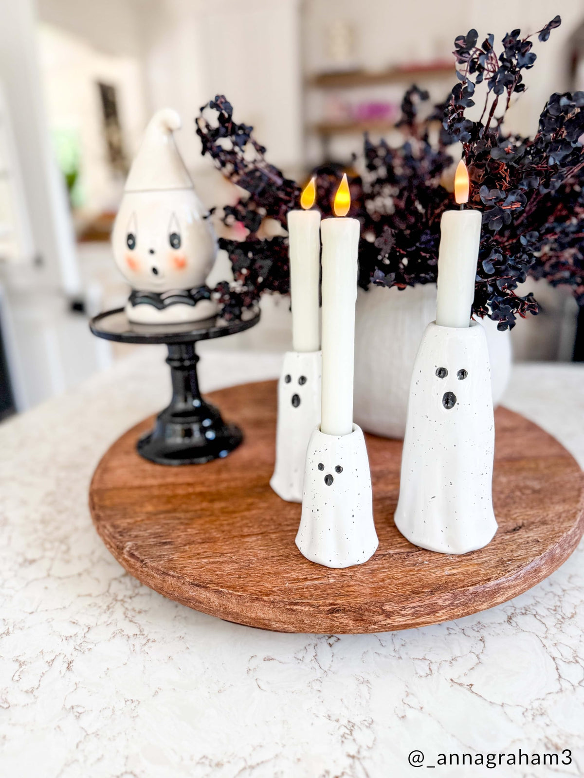 Mud Pie Ghost Vase, Medium Halloween Flower Vase for Fall Home Decor-3