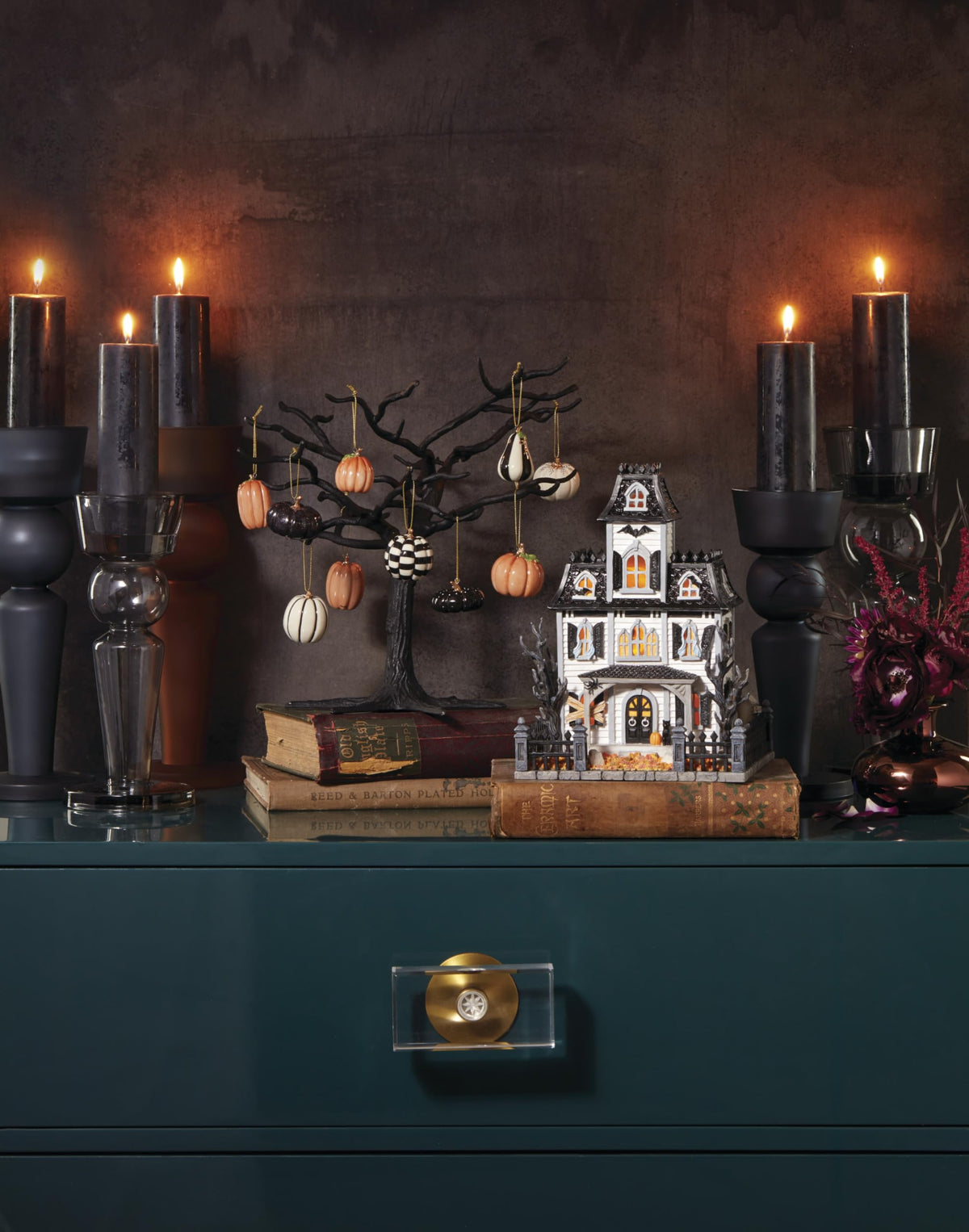 Lenox Matte Black Metal Halloween Mini Ornament Tree-6